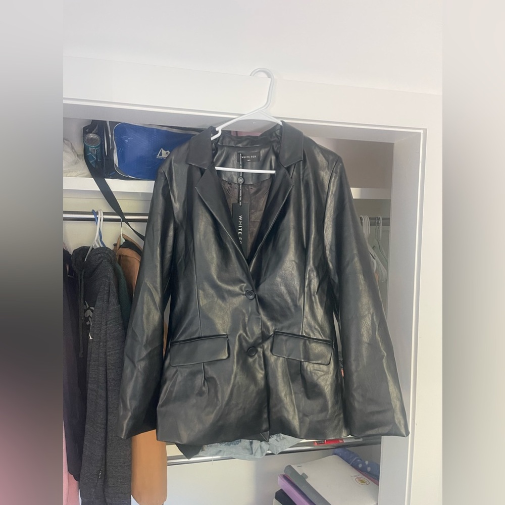 Brand new white fox leather jacket
